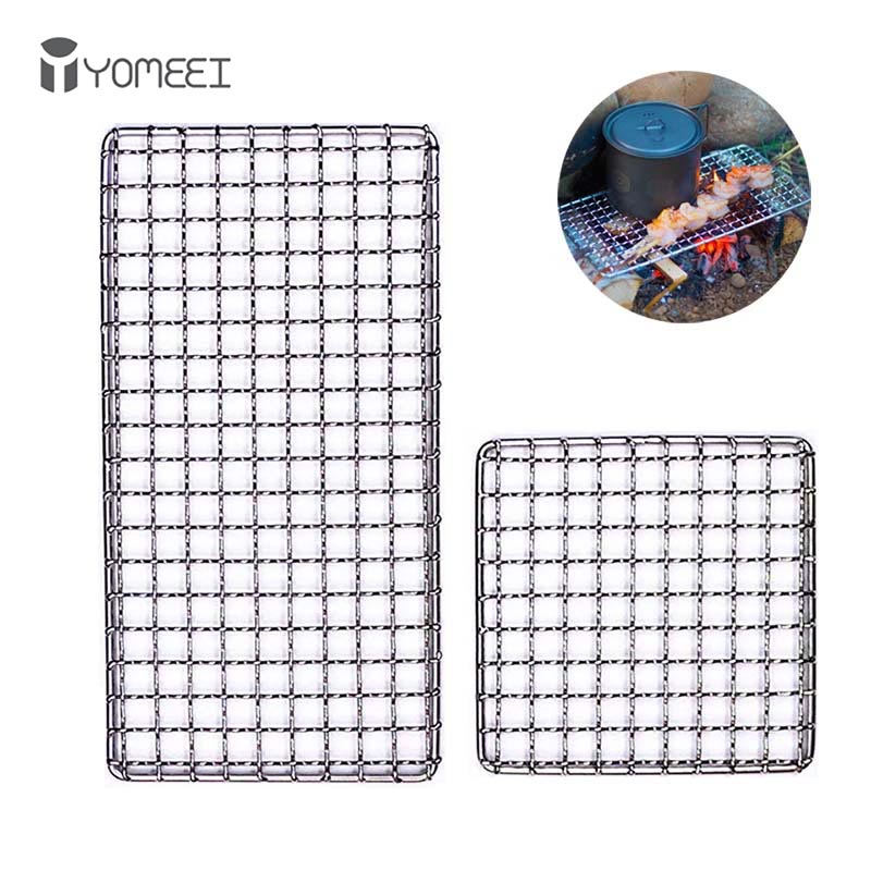 Camping Cooking Mat - Yomeei-grelha para churrasco em aço inoxidável,