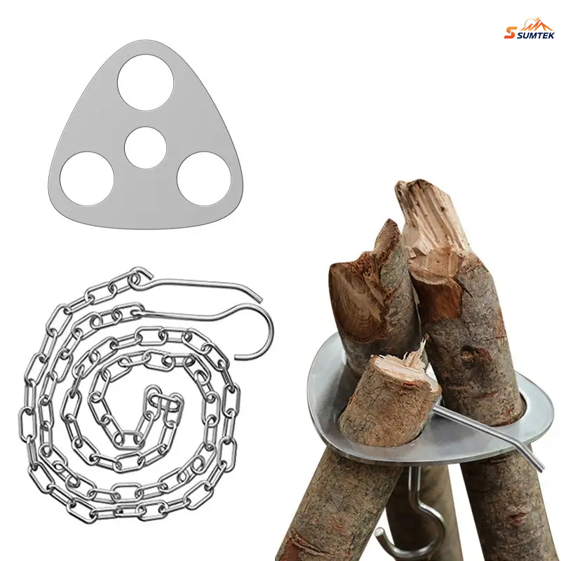 Campfire Cooking - Aço inoxidável portátil acampamento tripé cabide