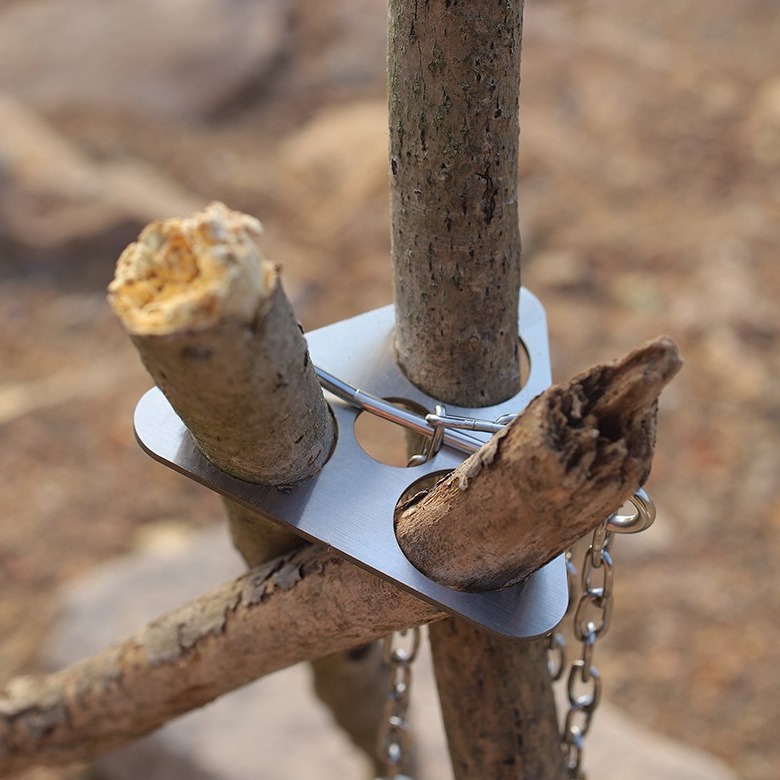 Campfire Cooking - Tripé de Camping em Aço Inoxidável