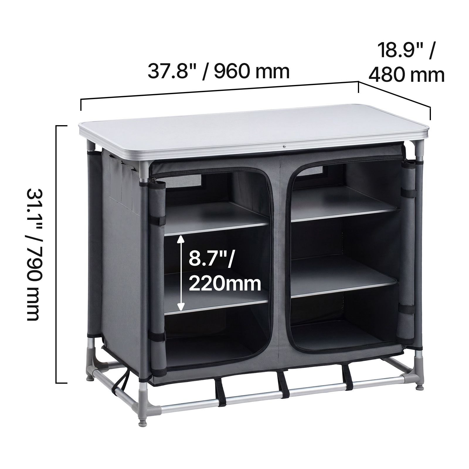 Camping Cooking Table With Storage - Armário de Armazenamento para Camping, Mesa