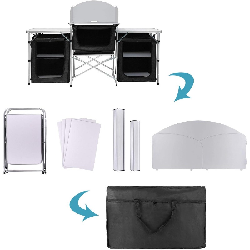 Cozinha Móvel Portátil para Ca - Camping Cooking Table With Storage avaliação e preço