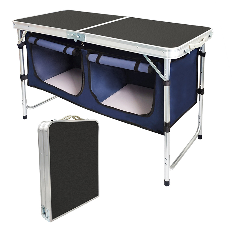 Altura ajustável alumínio Fold - Camping Cooking Table With Storage avaliação e preço
