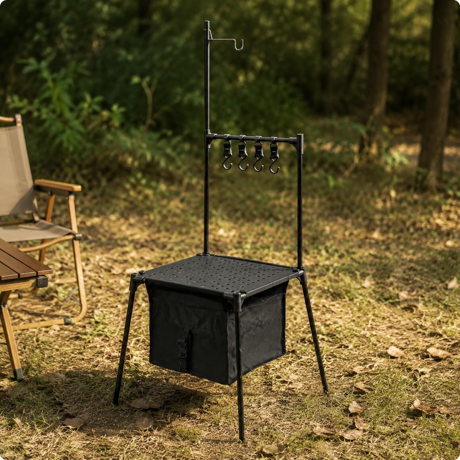 Mesa de acampamento dobrável e - Camping Cooking Table With Storage avaliação e preço