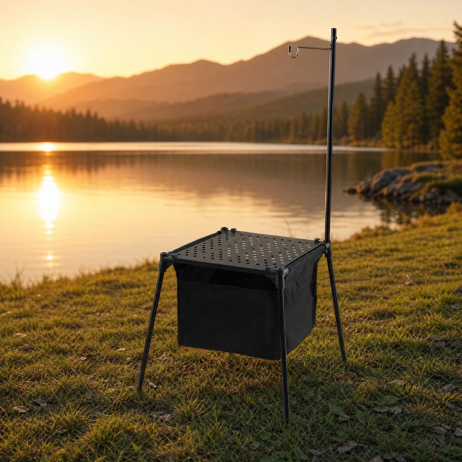 Mesa de acampamento dobrável e - Camping Cooking Table With Storage avaliação e preço