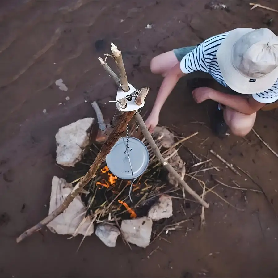 Aço inoxidável portátil acampa - Campfire Cooking avaliação e preço