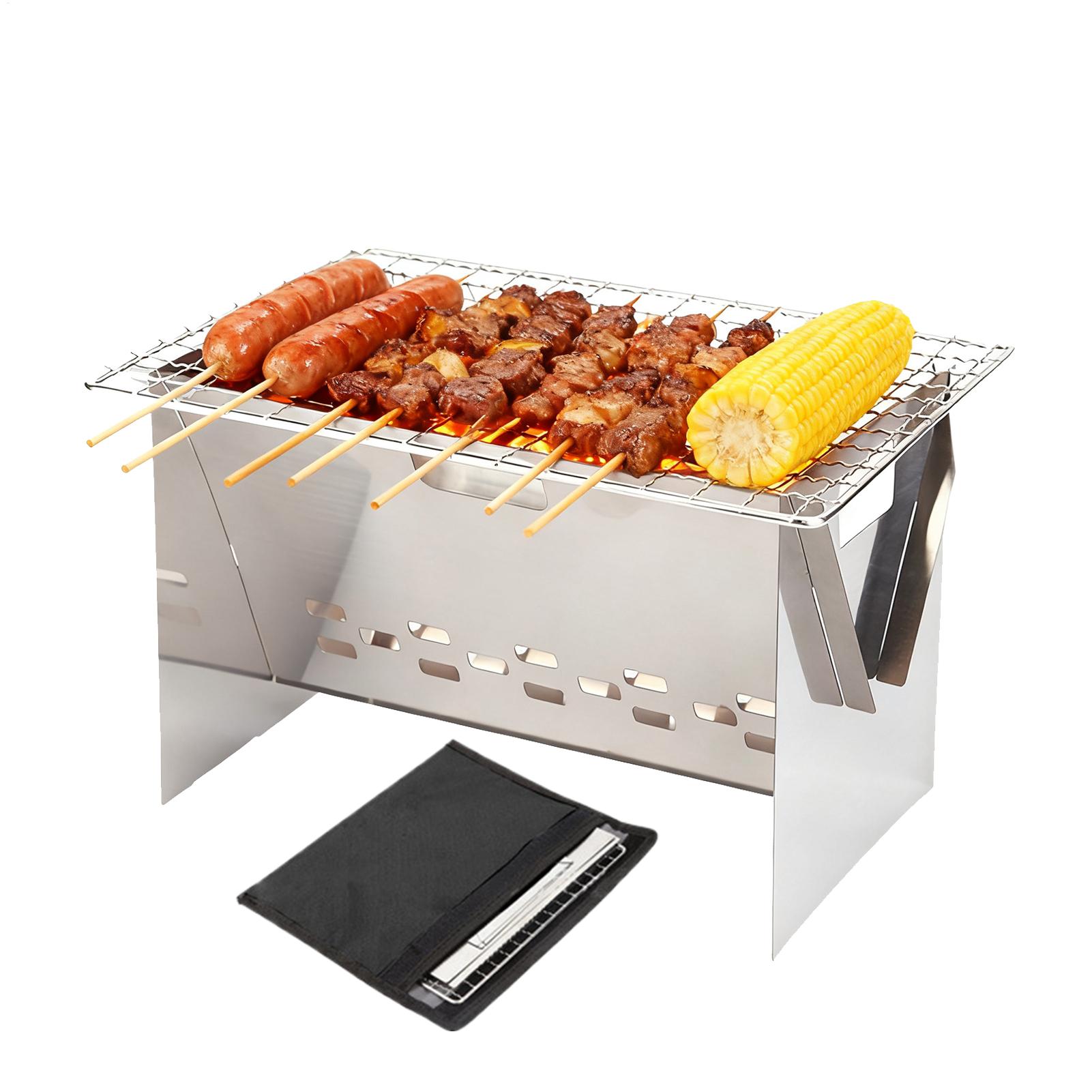 Grelha a carvão portátil dobrá - Camping Cooking Fire Stove avaliação e preço