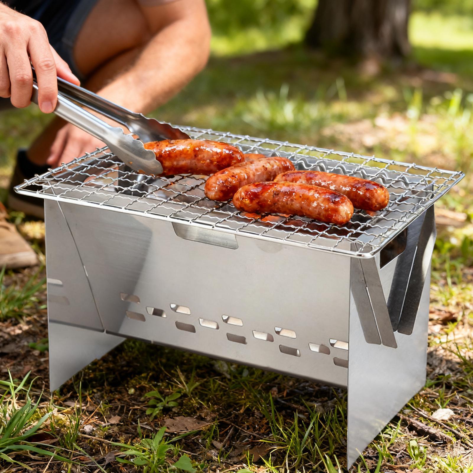 Grelha a carvão portátil dobrá - Camping Cooking Fire Stove avaliação e preço