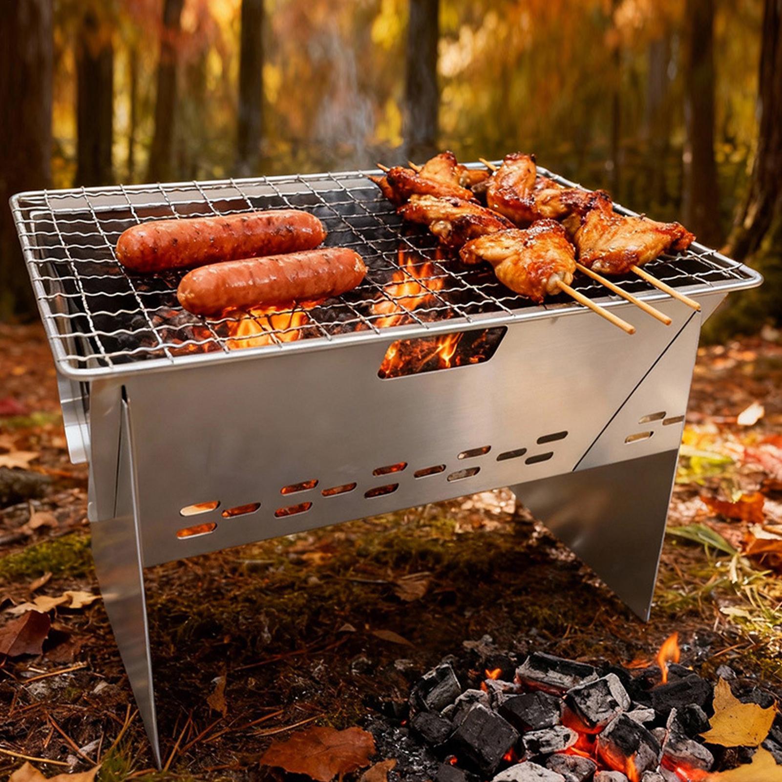 Grelha a carvão portátil dobrá - Camping Cooking Fire Stove avaliação e preço
