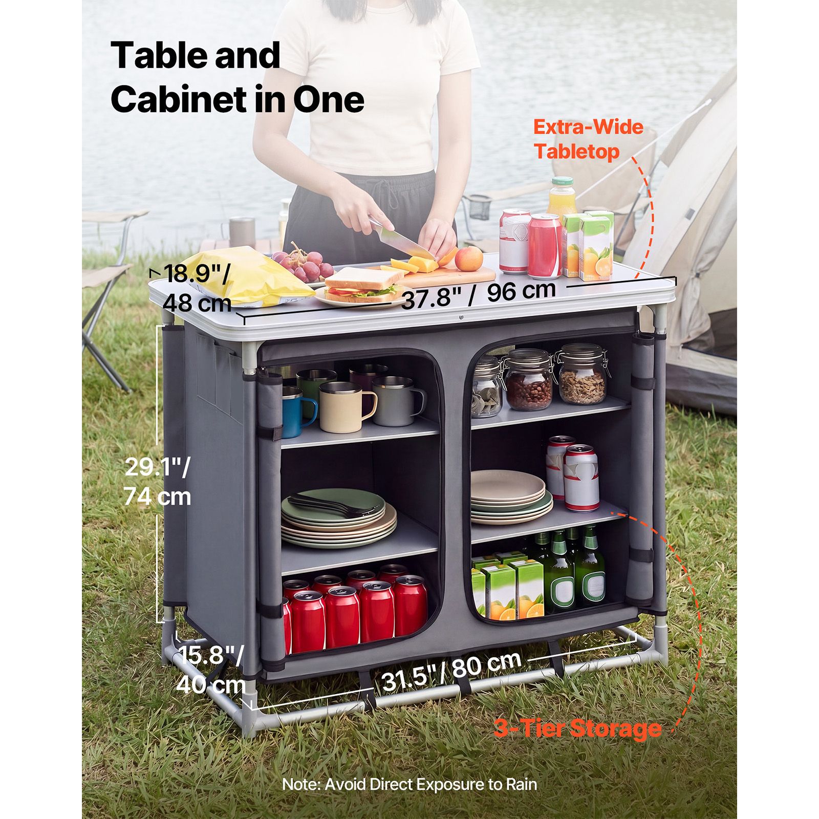 Armário de Armazenamento para  - Camping Cooking Table With Storage avaliação e preço