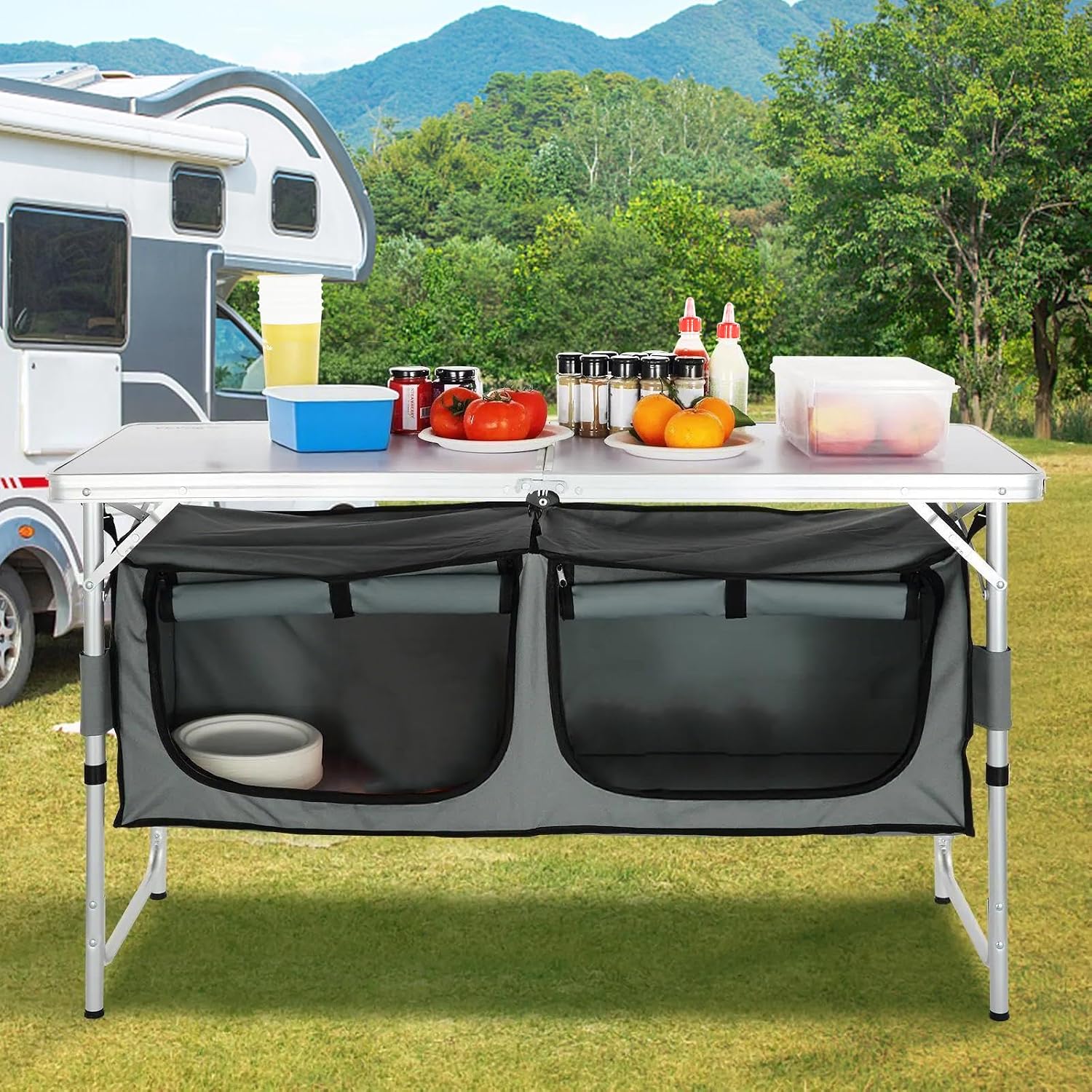 Estação de Cozinha para Campin - Camping Cooking Table With Storage avaliação e preço