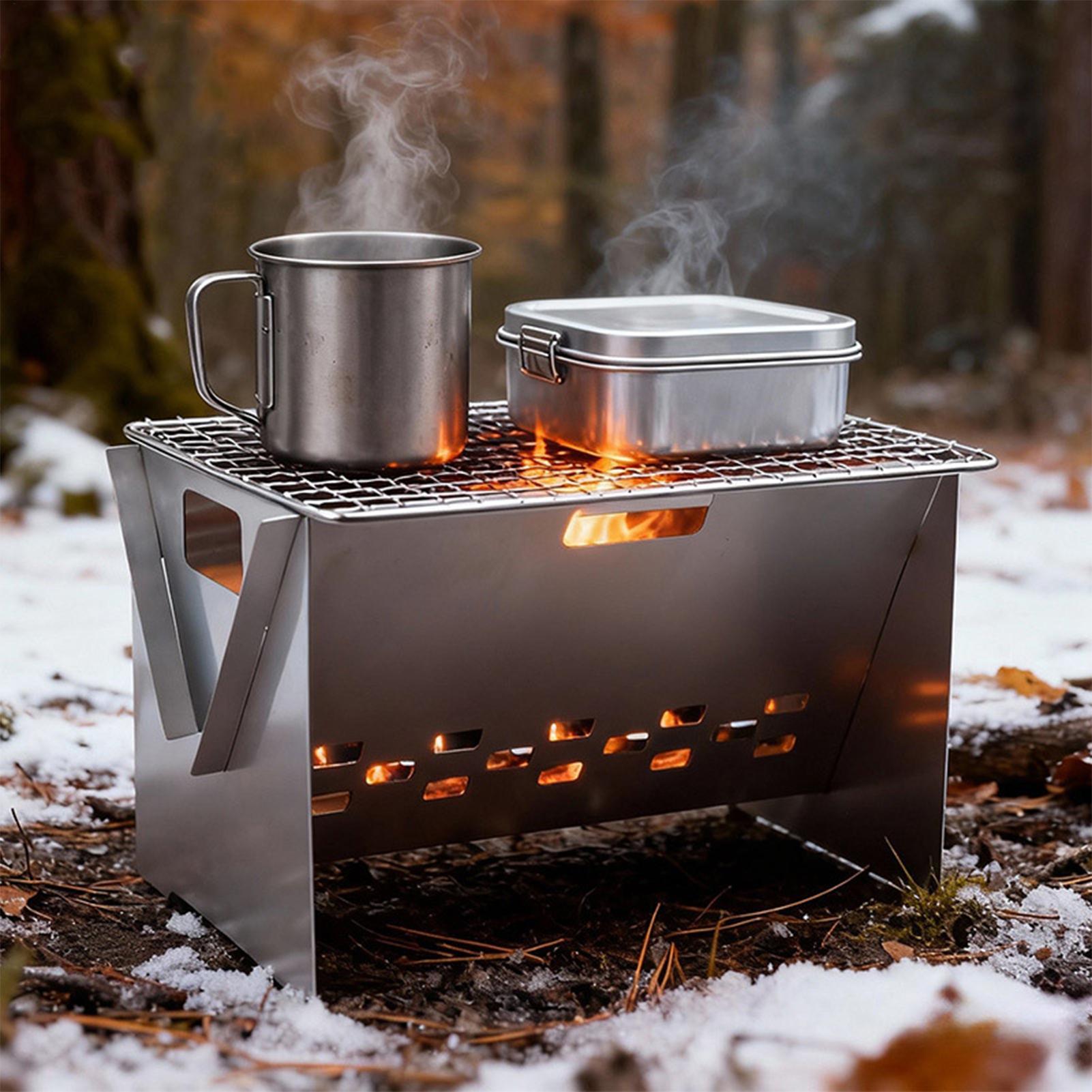 Grelha a carvão portátil dobrá - Camping Cooking Fire Stove avaliação e preço